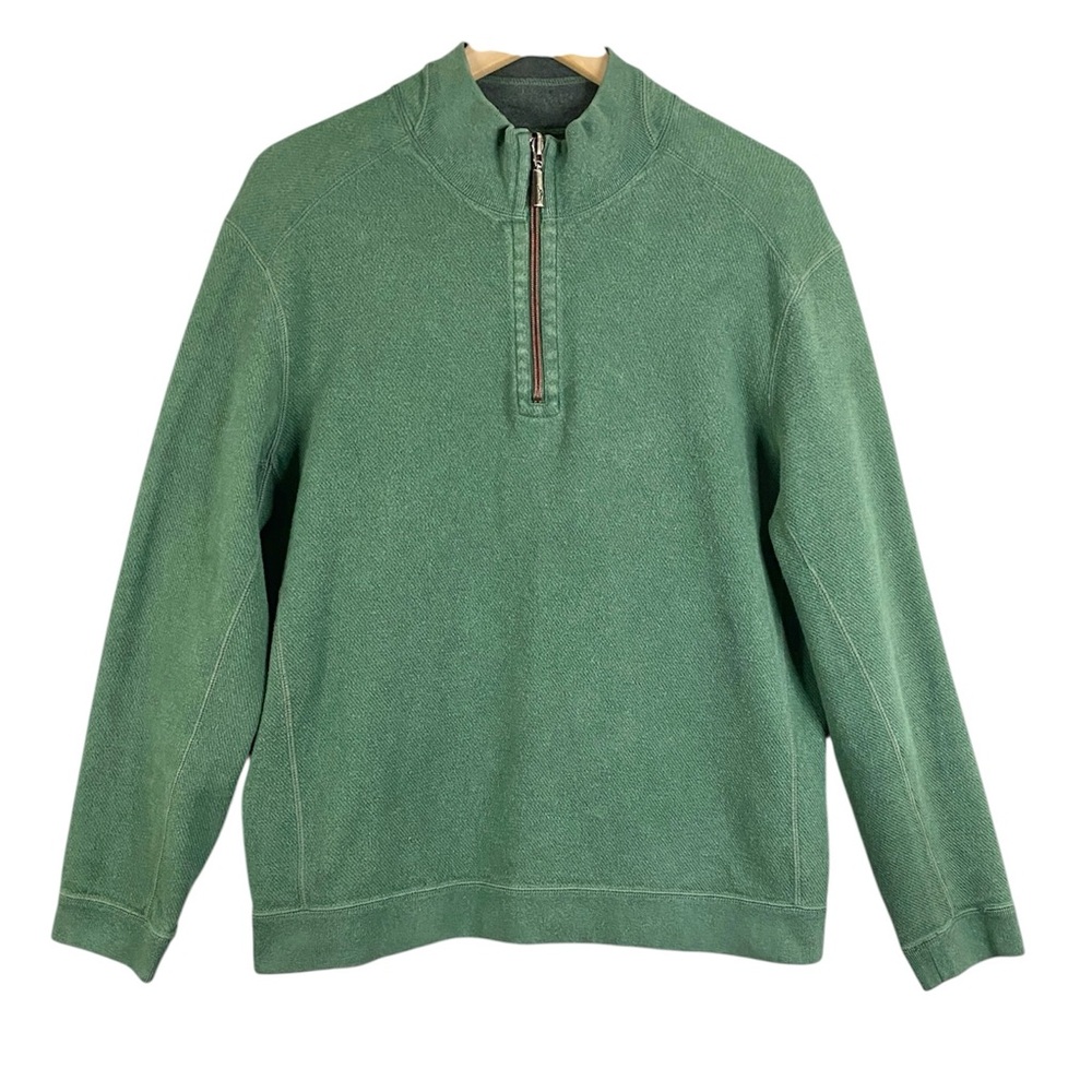 Men’s Tommy Bahama Flipshore Half-Zip Reversible Sweatshirt Green/Gray Large